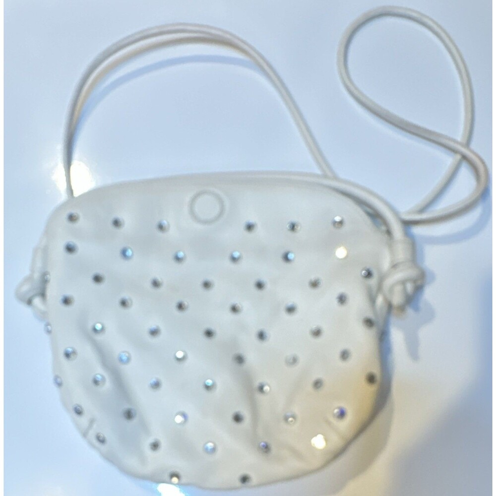 Freda Salvador White Studded Small Crossbody Bag Magnetic Closure Made in Italy